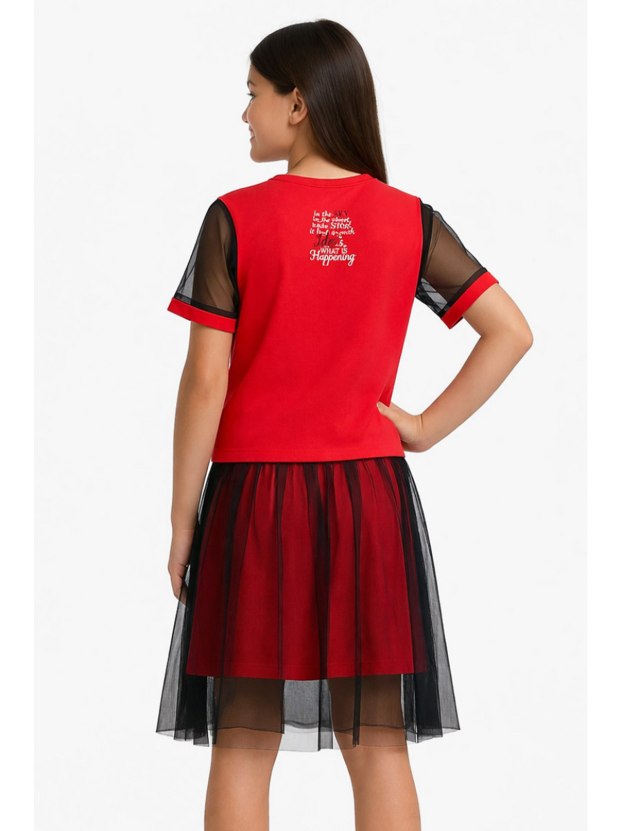 Костюм підлітковий для дівчинки червоного кольору з принтом 6030 212529C