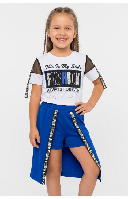 Костюм детский для девочки белого цвета с принтом 6509 212531C Костюм детский для девочки белого цвета с принтом 6509 212531C