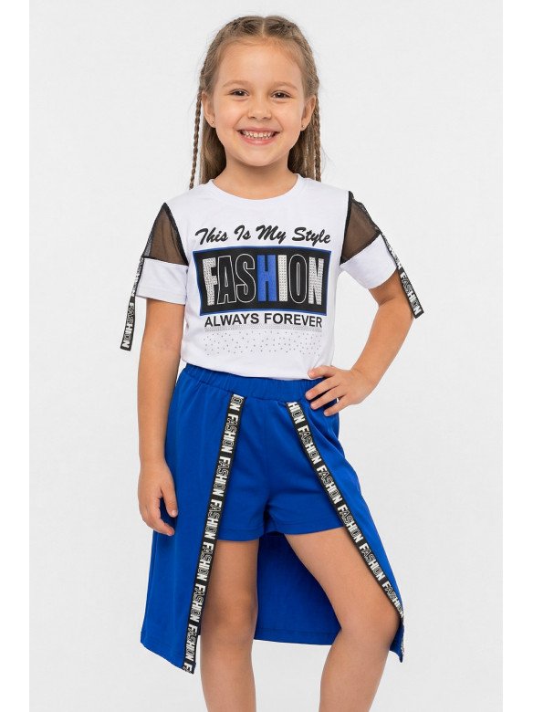 Костюм дитячий для дівчинки білого кольору з принтом 6509 212531C