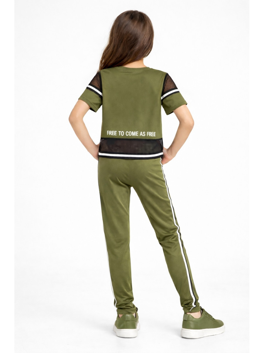 Костюм підлітковий для дівчинки кольору хакі з принтом 6014 212535C