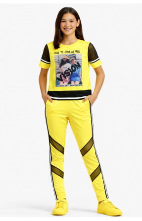 Костюм підлітковий для дівчинки жовтого кольору з принтом 6014 212536C Костюм підлітковий для дівчинки жовтого кольору з принтом 6014 212536C