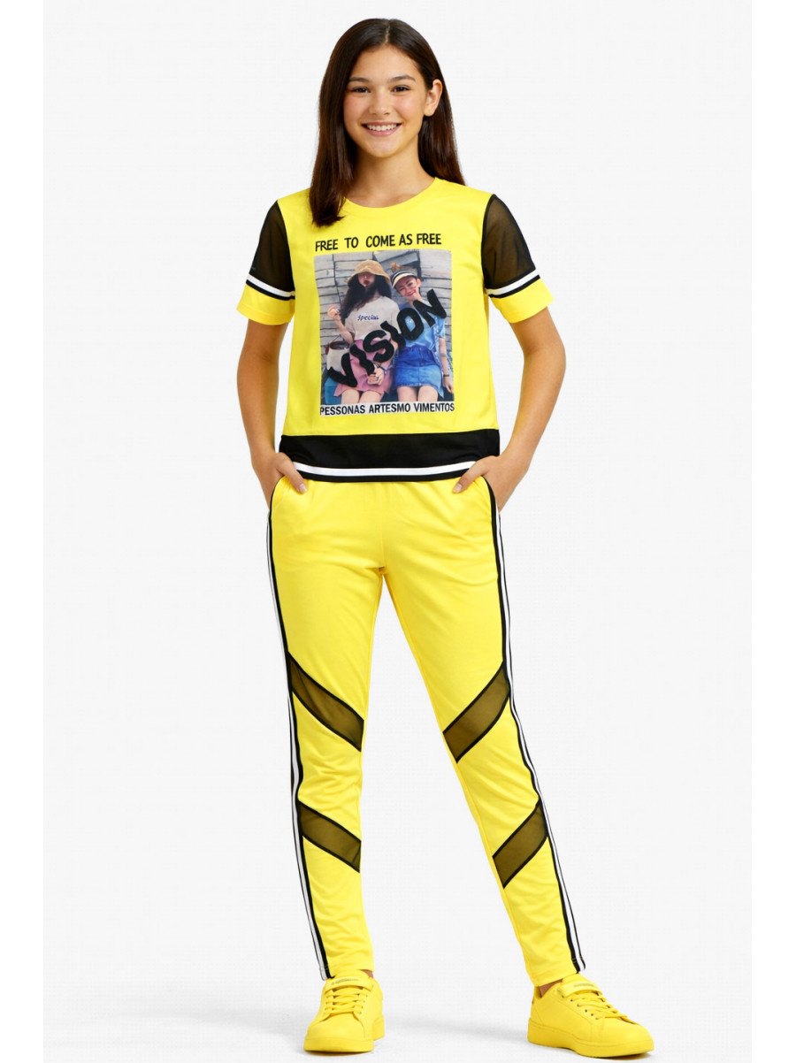 Костюм підлітковий для дівчинки жовтого кольору з принтом 6014 212536C