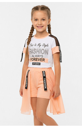 Костюм дитячий для дівчинки білого кольору з принтом 6509 212537C Костюм дитячий для дівчинки білого кольору з принтом 6509 212537C