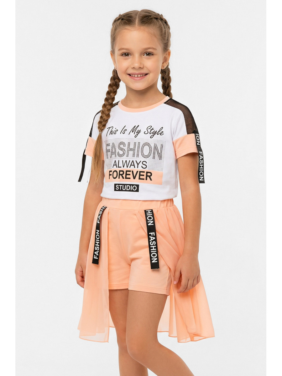 Костюм дитячий для дівчинки білого кольору з принтом 6509 212537C