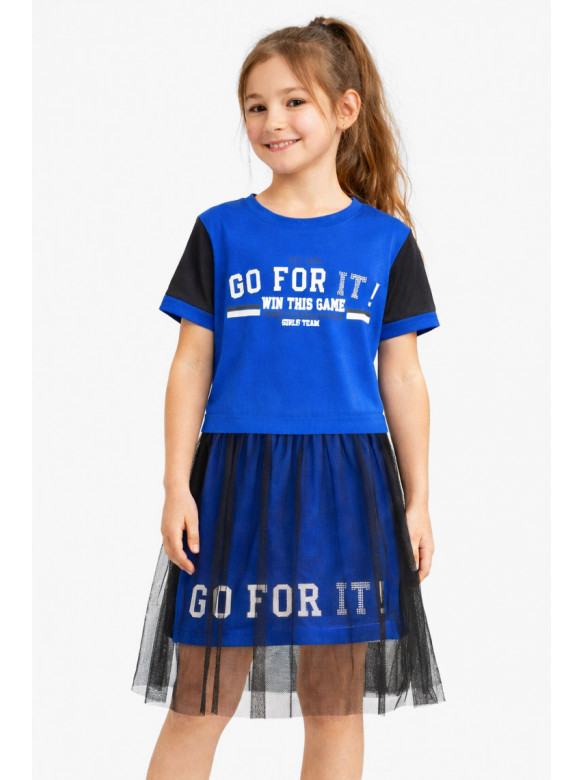 Костюм підлітковий для дівчинки синього кольору з принтом 6030 212539C