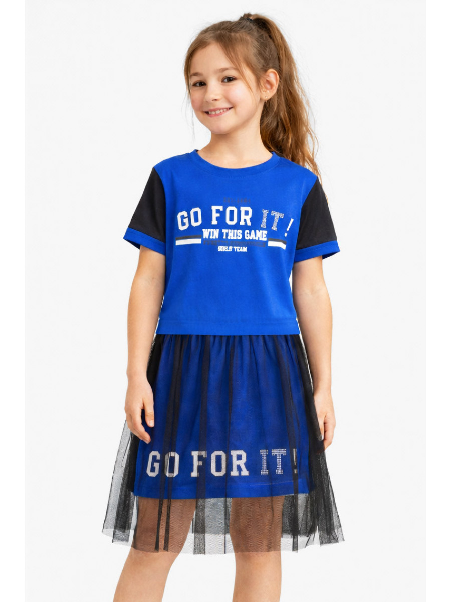 Костюм підлітковий для дівчинки синього кольору з принтом 6030 212539C