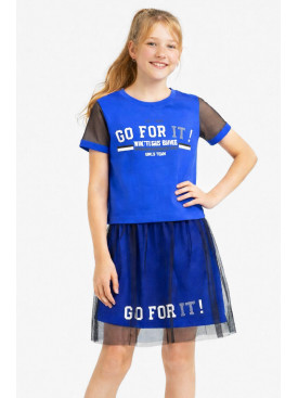 Костюм підлітковий для дівчинки синього кольору з принтом 6030 212540C