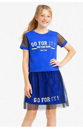 Костюм підлітковий для дівчинки синього кольору з принтом 6030 212540C Костюм підлітковий для дівчинки синього кольору з принтом 6030 212540C