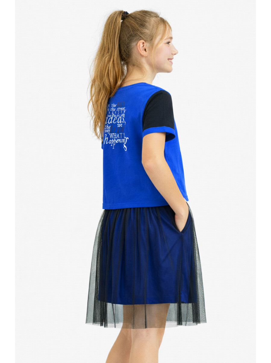 Костюм підлітковий для дівчинки синього кольору з принтом 6030 212540C