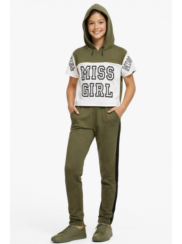 Костюм подростковый для девочки цвета хаки 4014 212545C