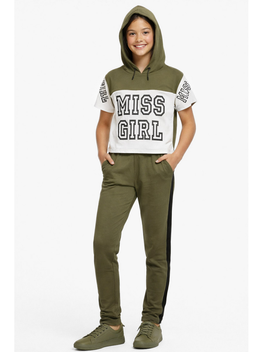 Костюм подростковый для девочки цвета хаки 4014 212545C