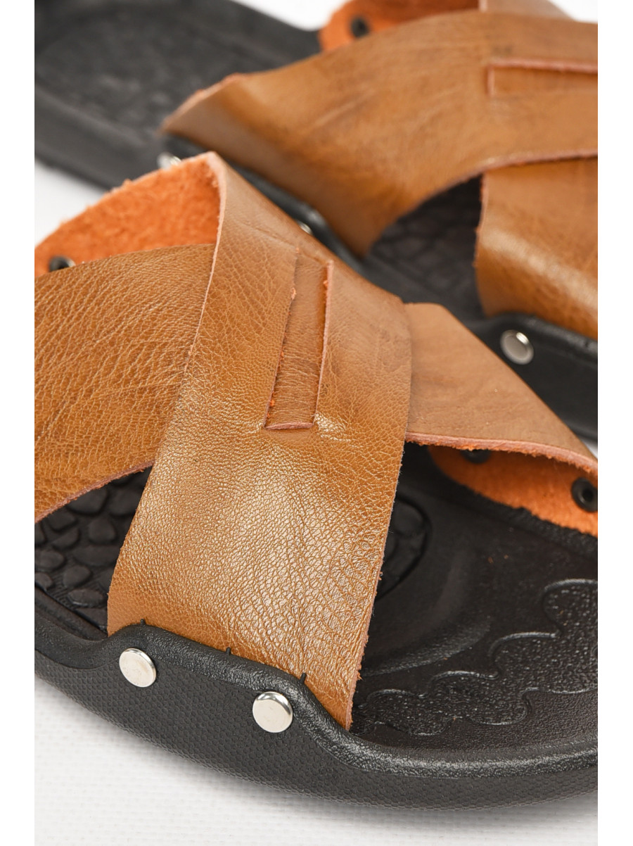 Шлепки мужские светло-коричневого цвета 8А 212547C