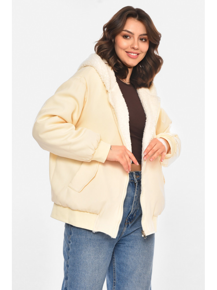 Куртка женская демисезонная двухсторонняя молочного цвета 212550C