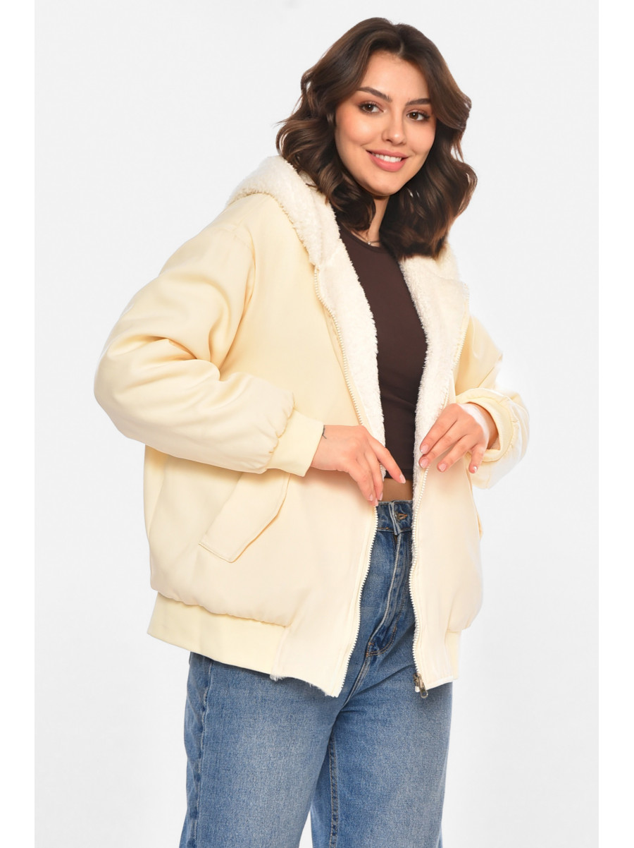 Куртка женская демисезонная двухсторонняя молочного цвета 212550C
