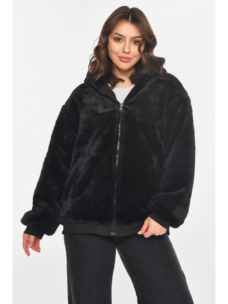 Куртка женская демисезонная двухсторонняя черного цвета 212551C