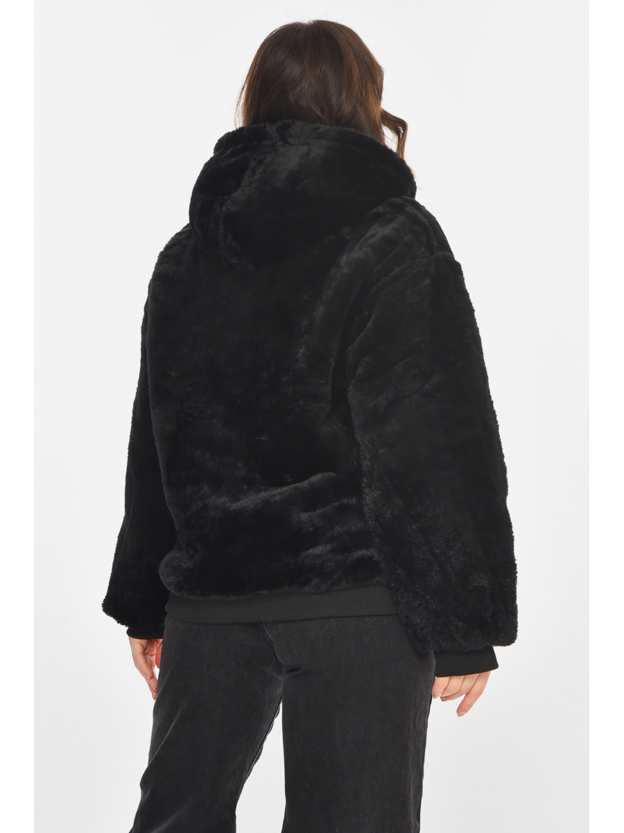 Куртка женская демисезонная двухсторонняя черного цвета 212551C