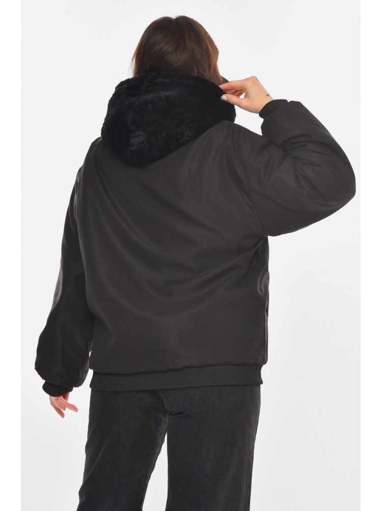 Куртка женская демисезонная двухсторонняя черного цвета 212551C
