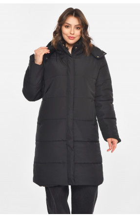 Куртка женская удлиненная зима черного цвета 8869 212553C Куртка женская удлиненная зима черного цвета 8869 212553C