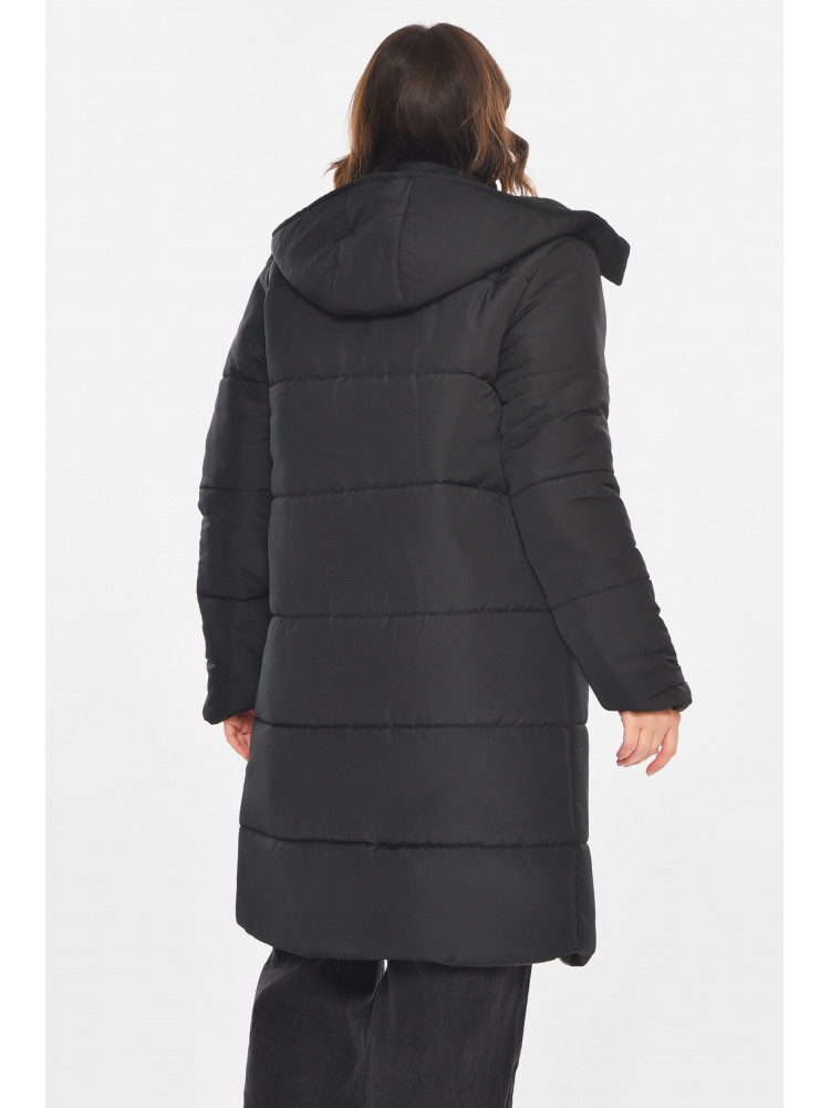 Куртка женская удлиненная зима черного цвета 8869 212553C