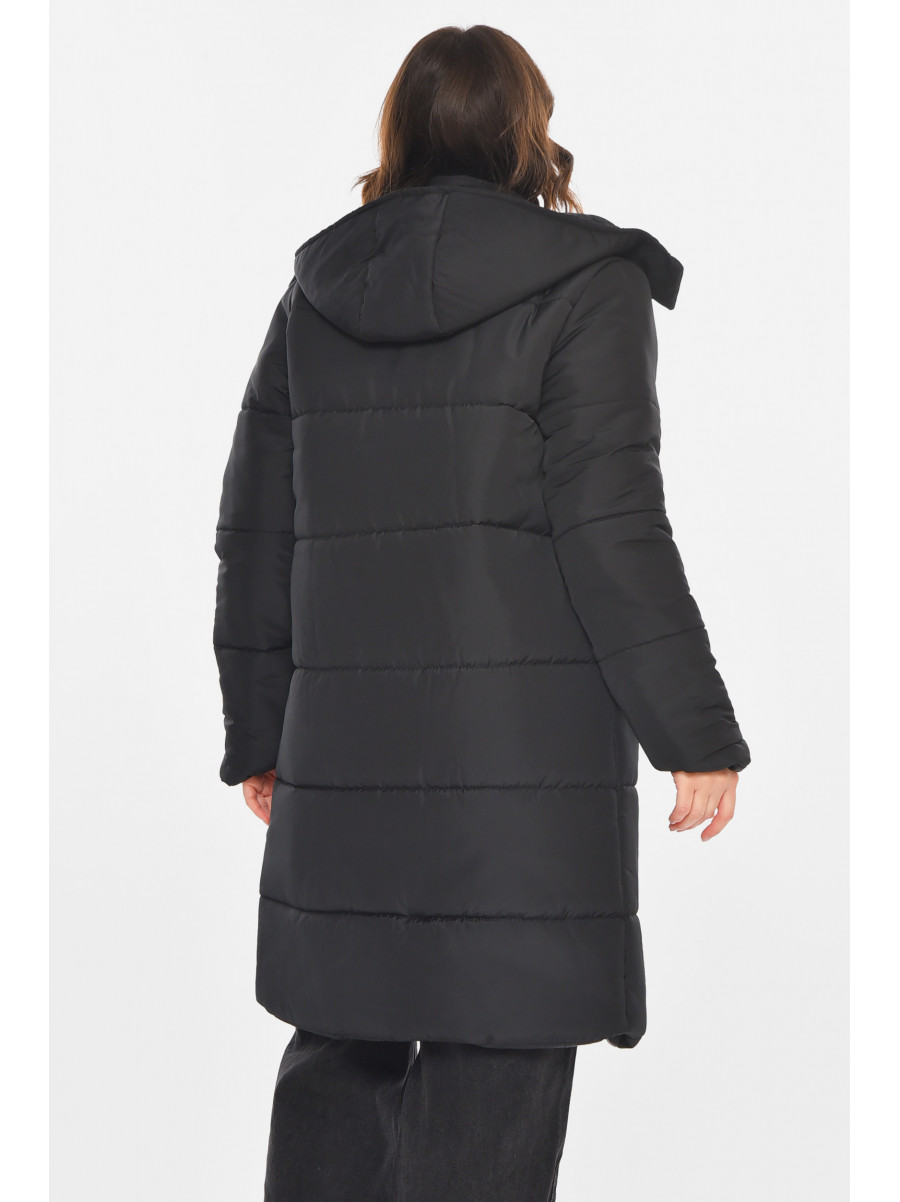 Куртка женская удлиненная зима черного цвета 8869 212553C
