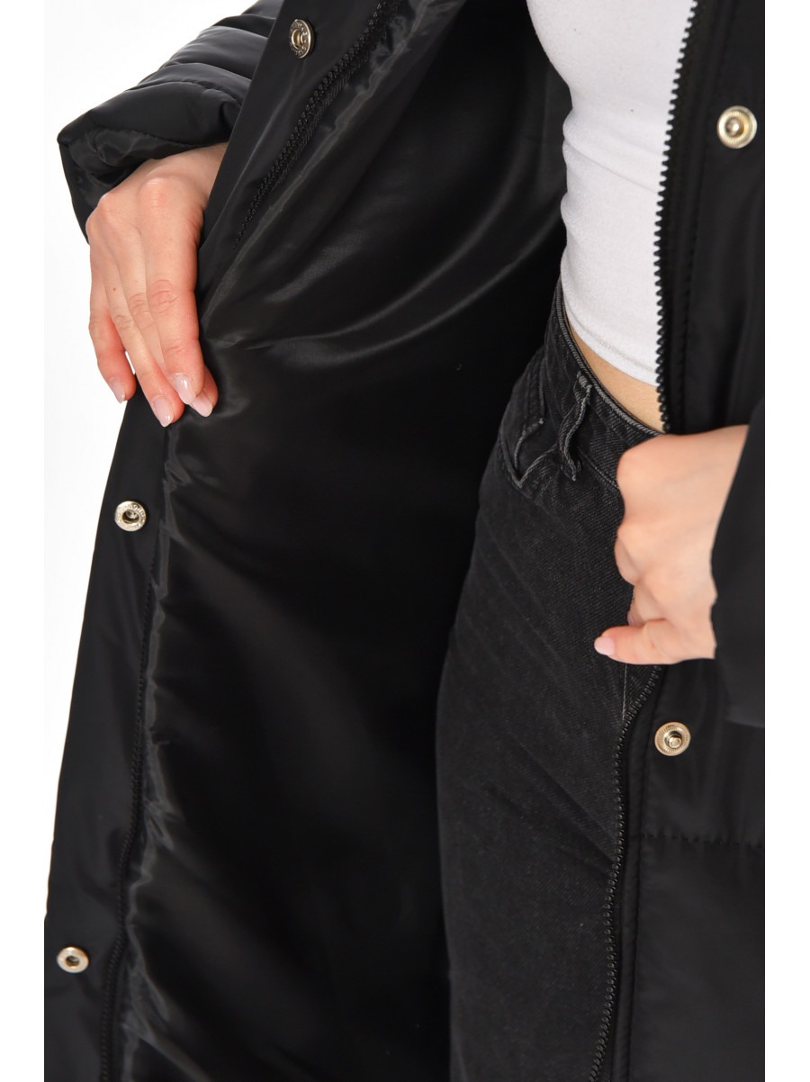 Куртка женская удлиненная зима черного цвета 8869 212553C