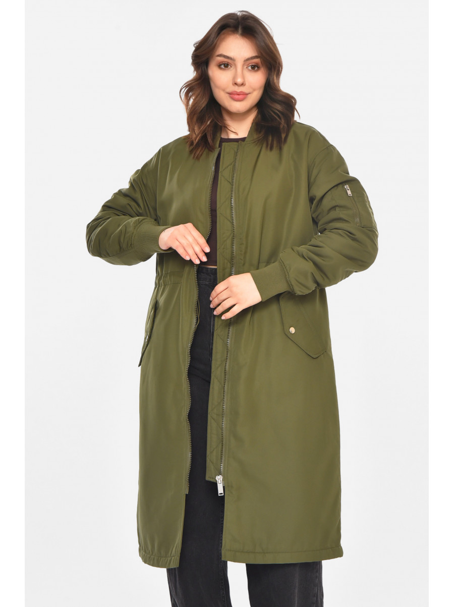 Куртка-парка женская однотонная цвета хаки 212554C