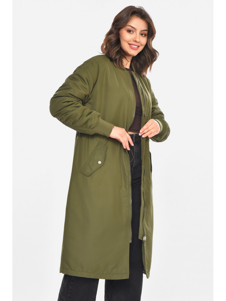 Куртка-парка женская однотонная цвета хаки 212554C