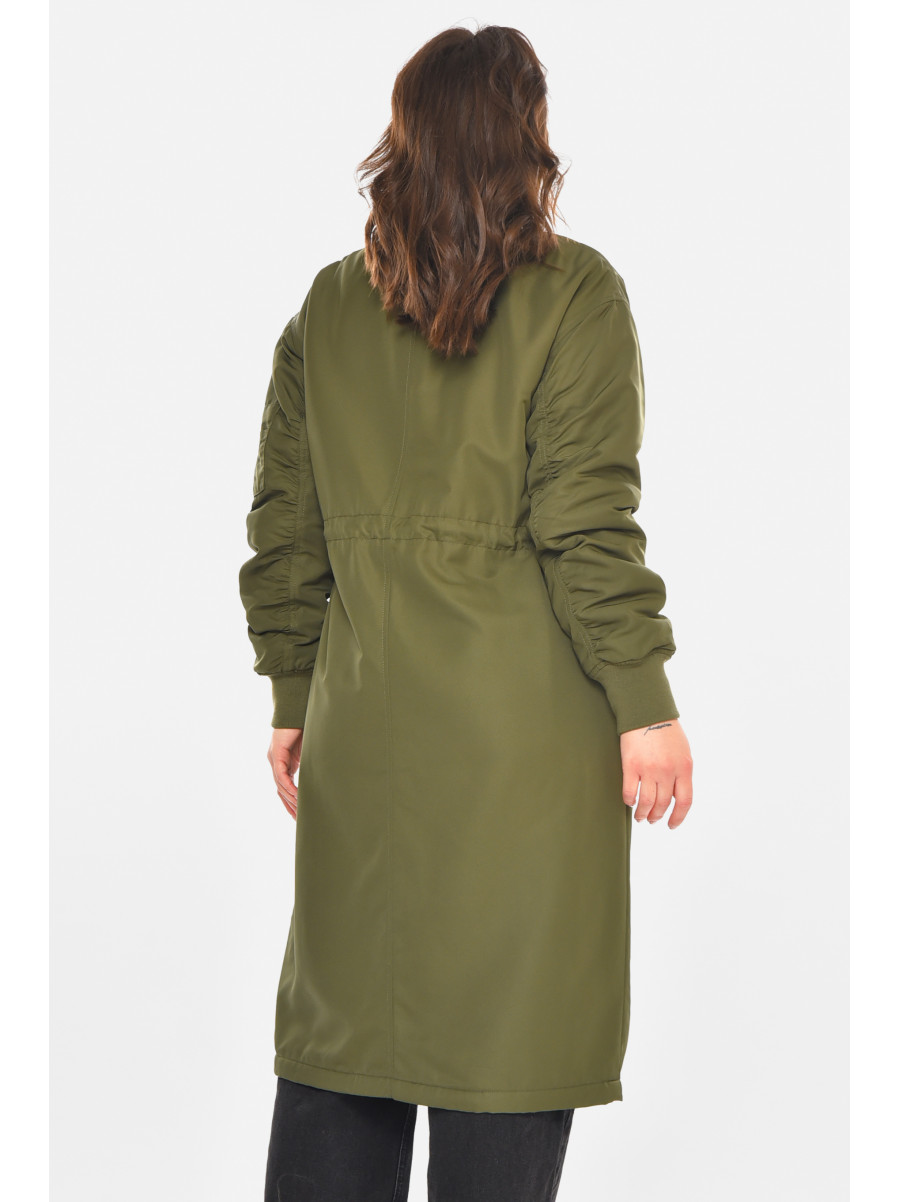 Куртка-парка женская однотонная цвета хаки 212554C