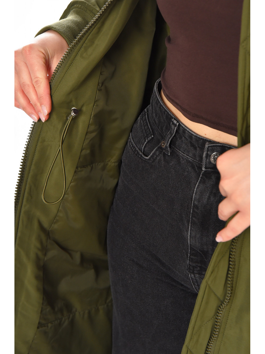 Куртка-парка женская однотонная цвета хаки 212554C