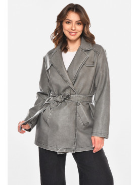 Куртка-косуха женская из экокожи серого цвета 3538 212558C