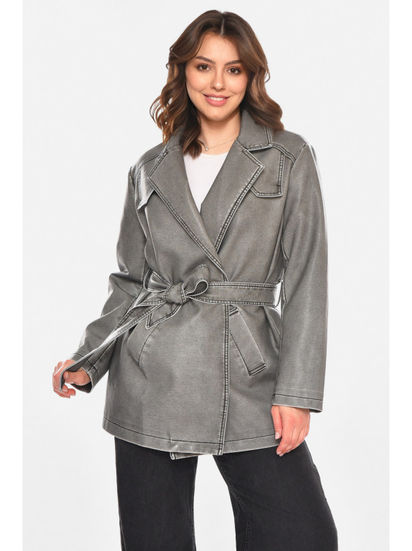 Куртка-косуха жіноча з екошкіри сірого кольору 3538 212558C