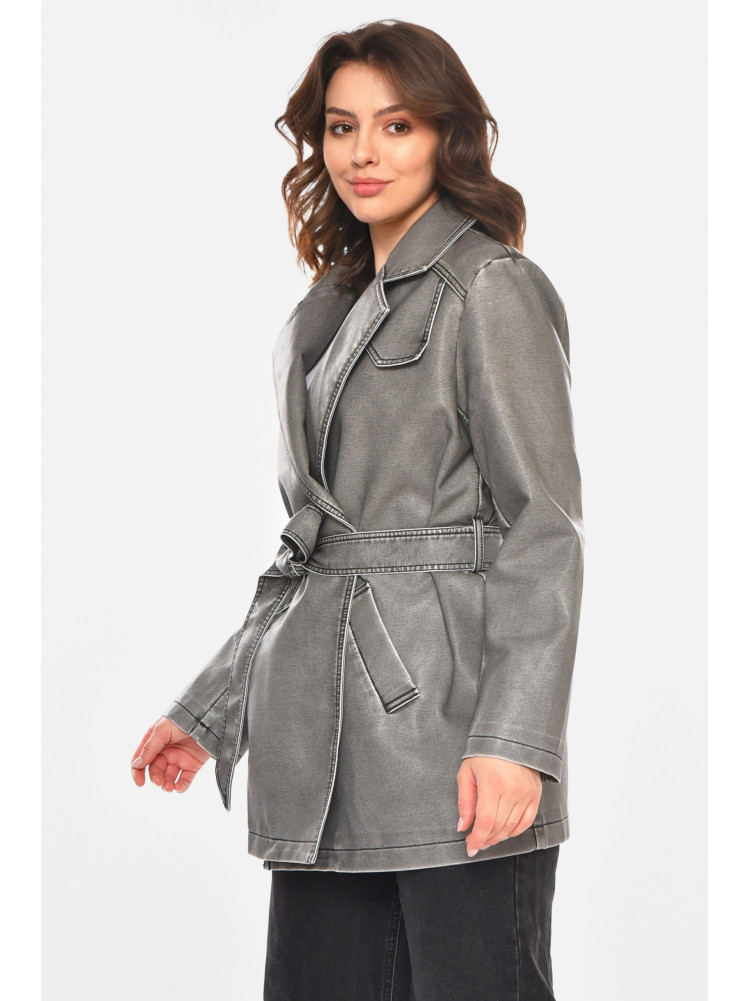 Куртка-косуха жіноча з екошкіри сірого кольору 3538 212558C