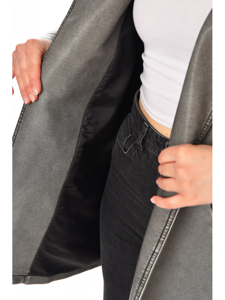 Куртка-косуха жіноча з екошкіри сірого кольору 3538 212558C