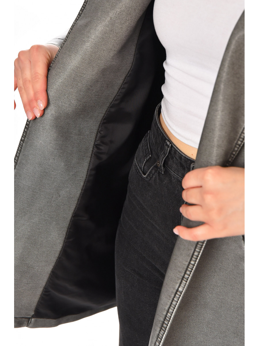 Куртка-косуха жіноча з екошкіри сірого кольору 3538 212558C