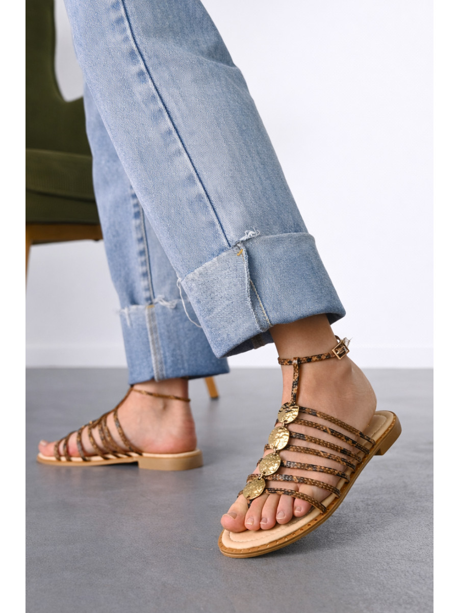 Босоножки женские коричневого цвета СМД69 212560C