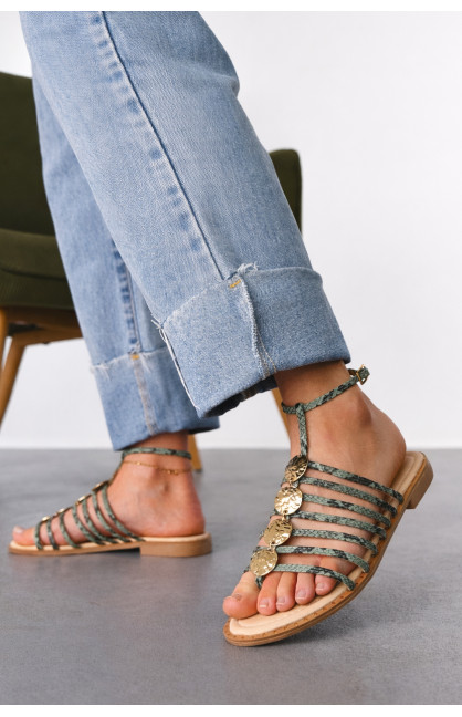 Босоножки женские зеленого цвета СМД70 212561C