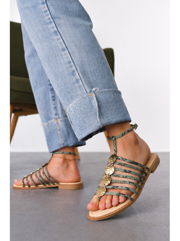 Босоножки женские зеленого цвета СМД70 212561C