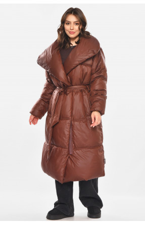 Куртка жіноча подовжена єврозима темно-коричневого кольору 212562C Куртка жіноча подовжена єврозима темно-коричневого кольору 212562C