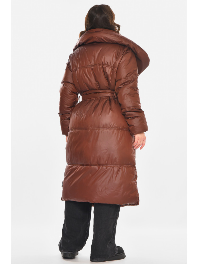 Куртка жіноча подовжена єврозима темно-коричневого кольору 212562C