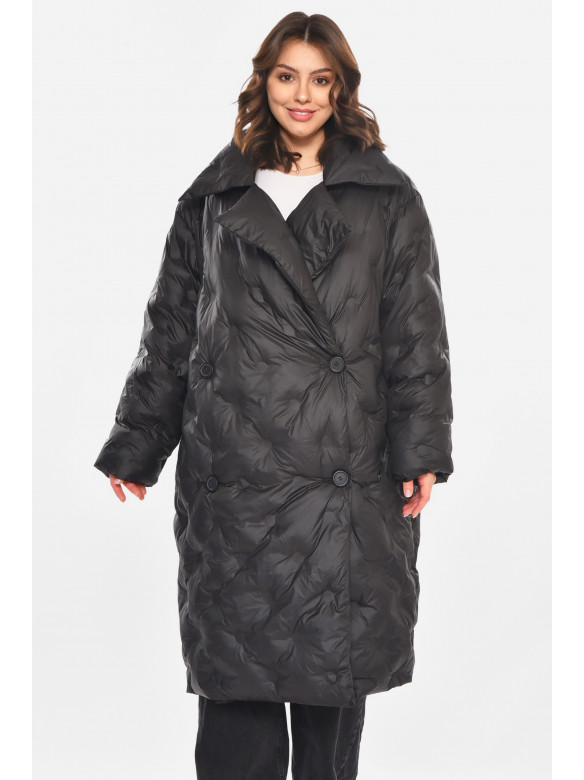 Куртка жіноча подовжена єврозима чорного кольору 212564C