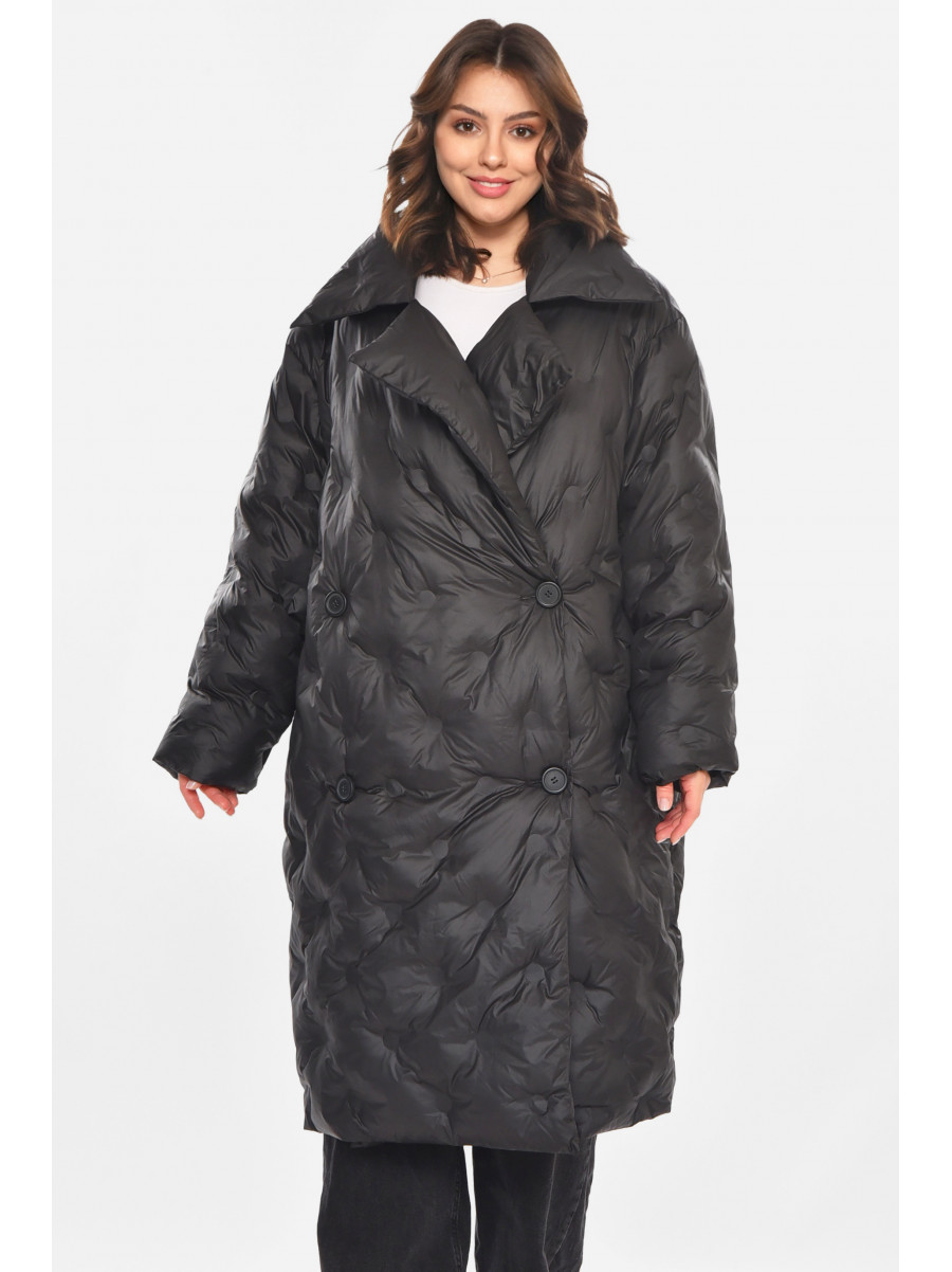 Куртка жіноча подовжена єврозима чорного кольору 212564C