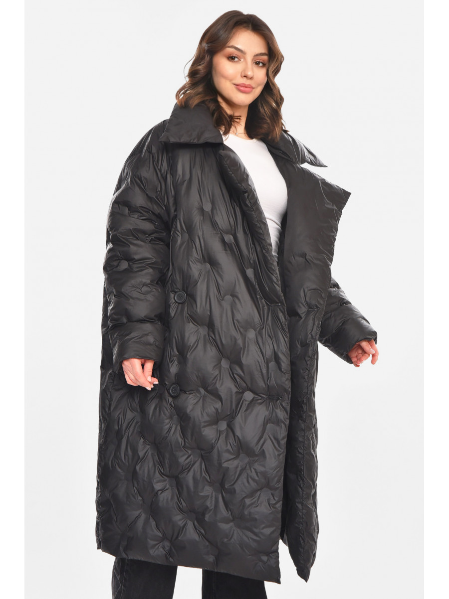 Куртка жіноча подовжена єврозима чорного кольору 212564C