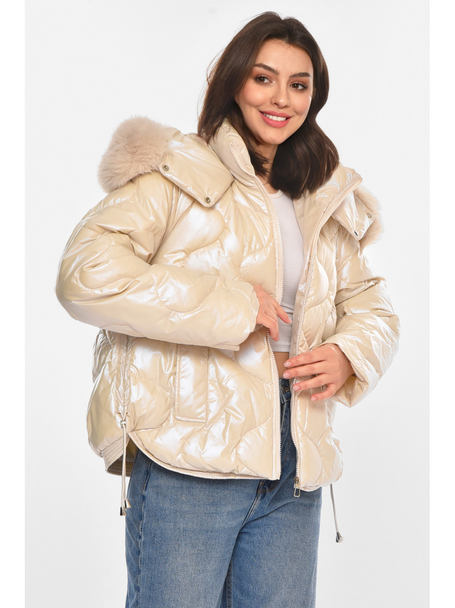 Куртка жіноча демісезонна молочного кольору 212565C