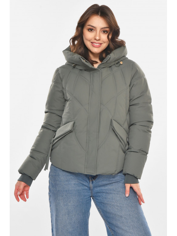 Куртка жіноча демісезонна темно-сірого кольору 212566C