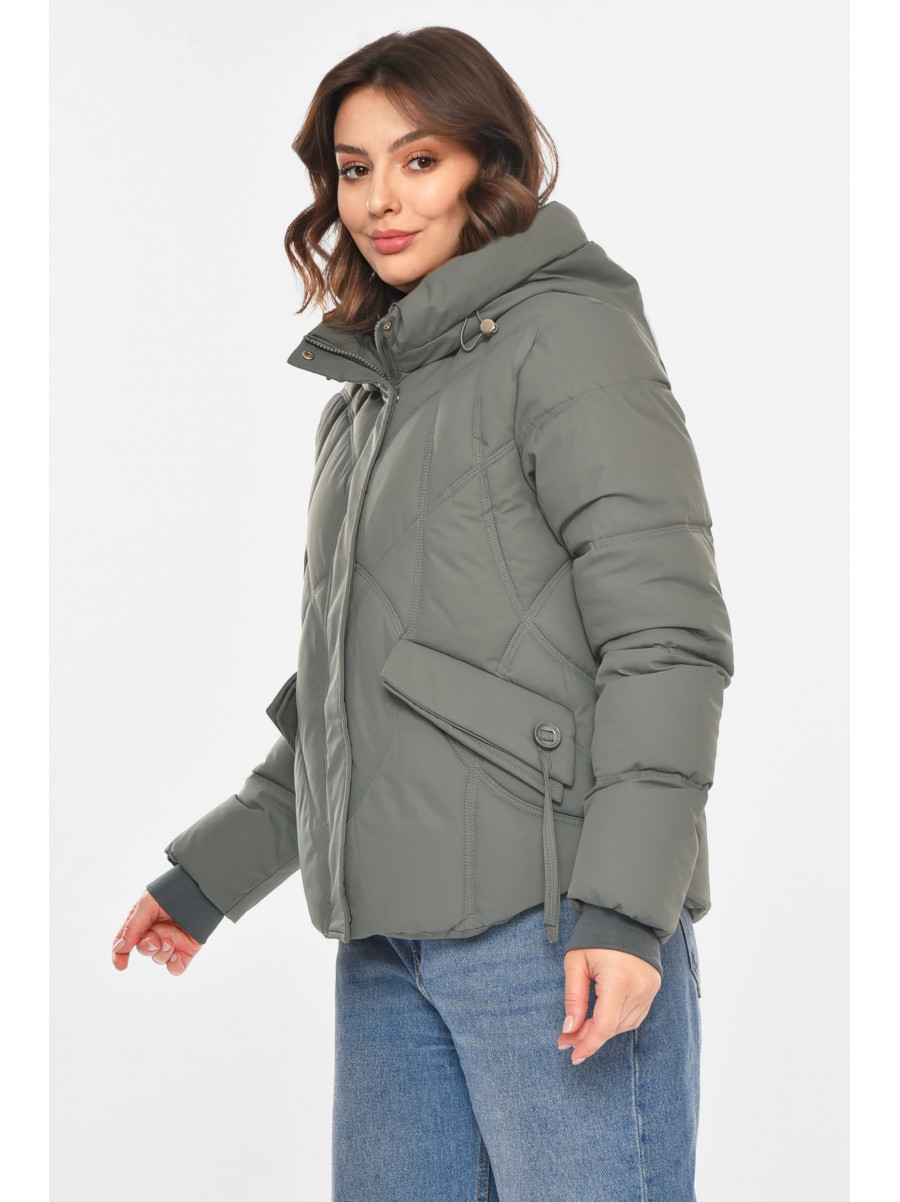 Куртка жіноча демісезонна темно-сірого кольору 212566C