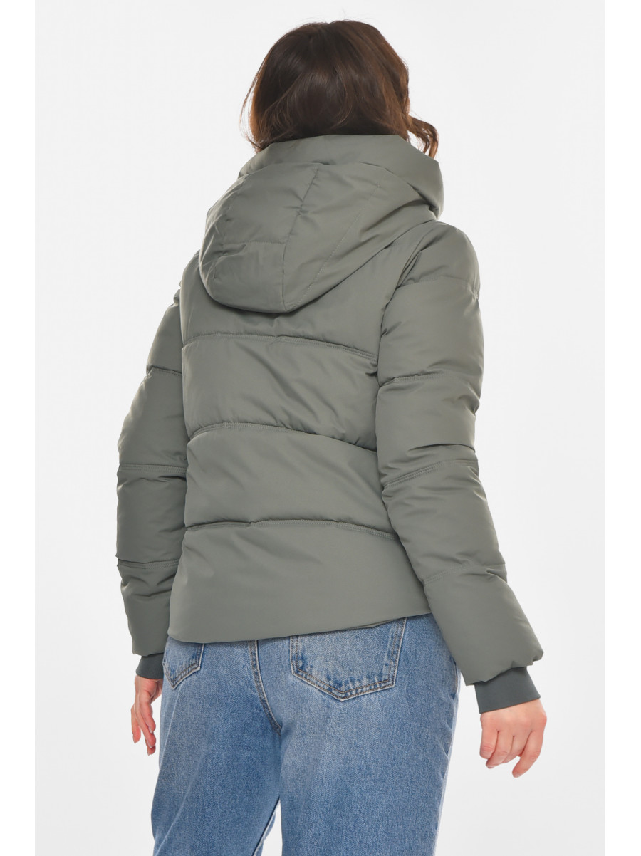 Куртка жіноча демісезонна темно-сірого кольору 212566C