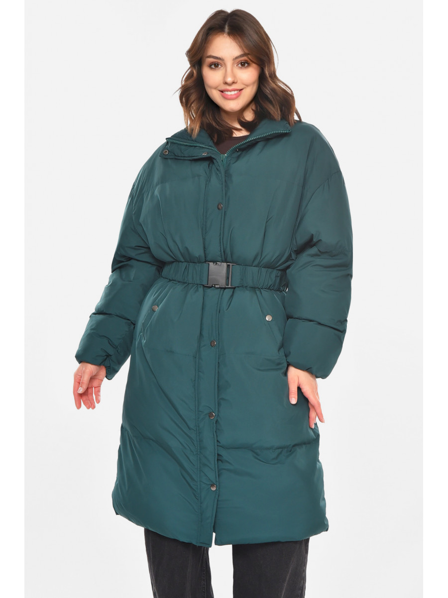 Куртка жіноча демісезонна подовжена зеленого кольору 212569C