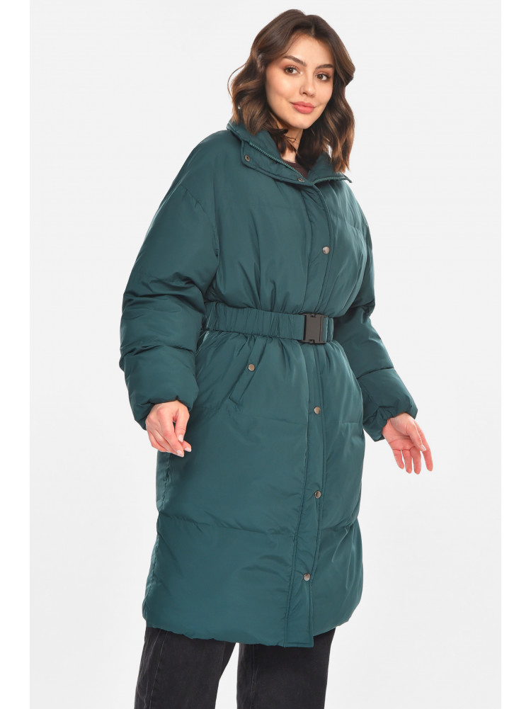 Куртка жіноча демісезонна подовжена зеленого кольору 212569C