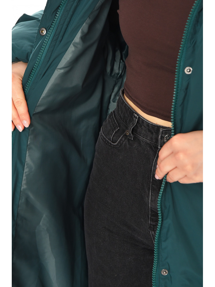 Куртка жіноча демісезонна подовжена зеленого кольору 212569C