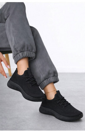 Кроссовки женские черного цвета текстиль С096-1 212570C